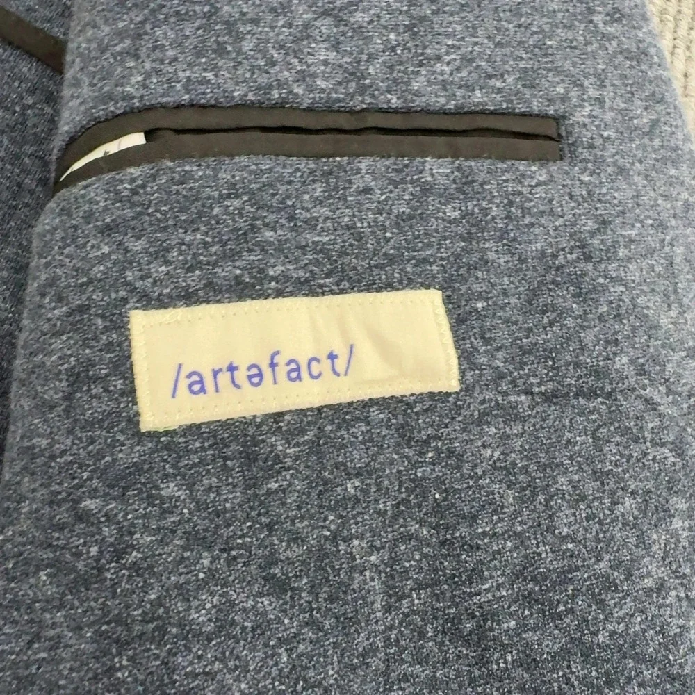Artefact Blazer Mens 40R Blue Cotton Blend Knit Two Button Casual Sport Coat